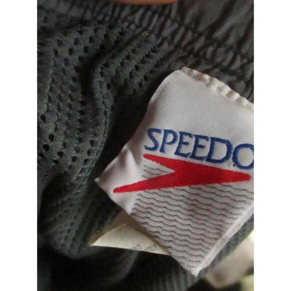 Vintage Mens Swim Trunks Large Speedo Swimsuit Logo Board Shorts Pockets GRAY - Picture 3 of 5